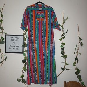 1960s Vintage “tribal” print duster style dress